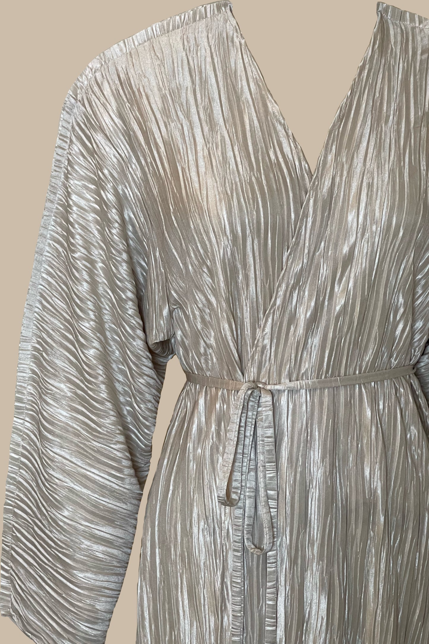 CREAM PLEATED WRAP DRESS Danya Marou CREAM PLEATED WRAP DRESS Danya Marou