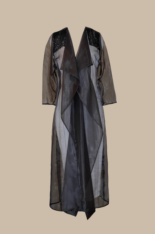 BLACK BEADED FRINGE ROBE